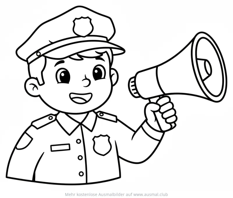 Polizist mit Megafon Ausmalbild