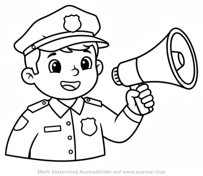 Polizist mit Megafon Ausmalbild