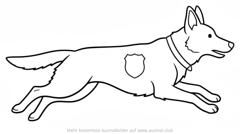 Springender Polizeihund mit Abzeichen Ausmalbild