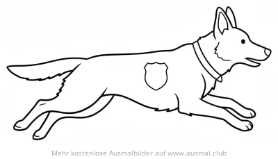 Springender Polizeihund mit Abzeichen Ausmalbild