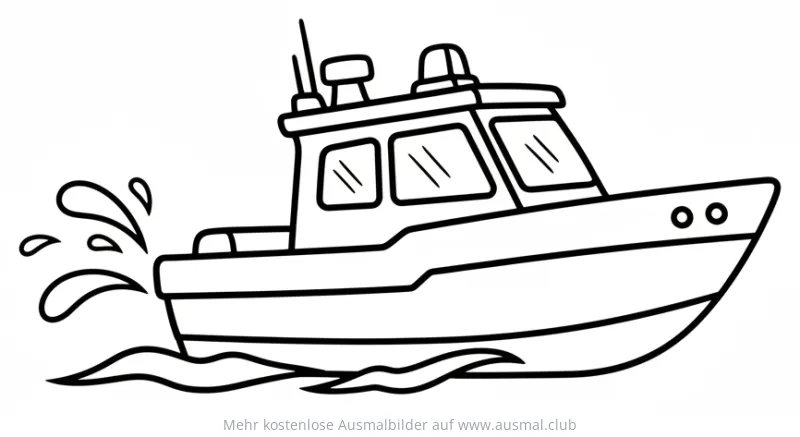 Polizeiboot Ausmalbild auf dem Wasser