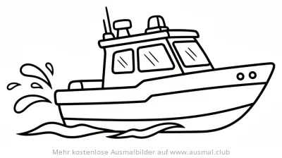 Polizeiboot Ausmalbild auf dem Wasser