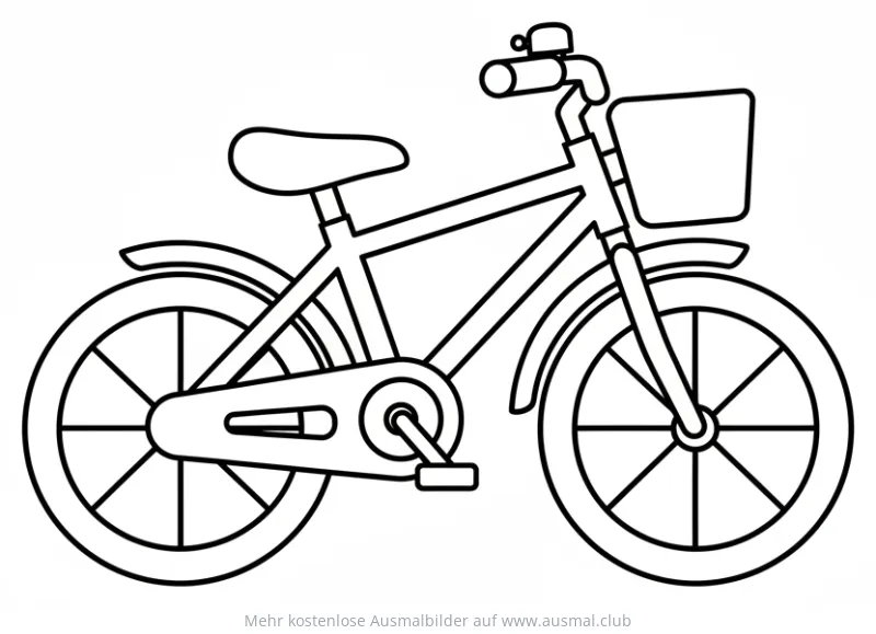 Fahrrad Ausmalbild mit Korb