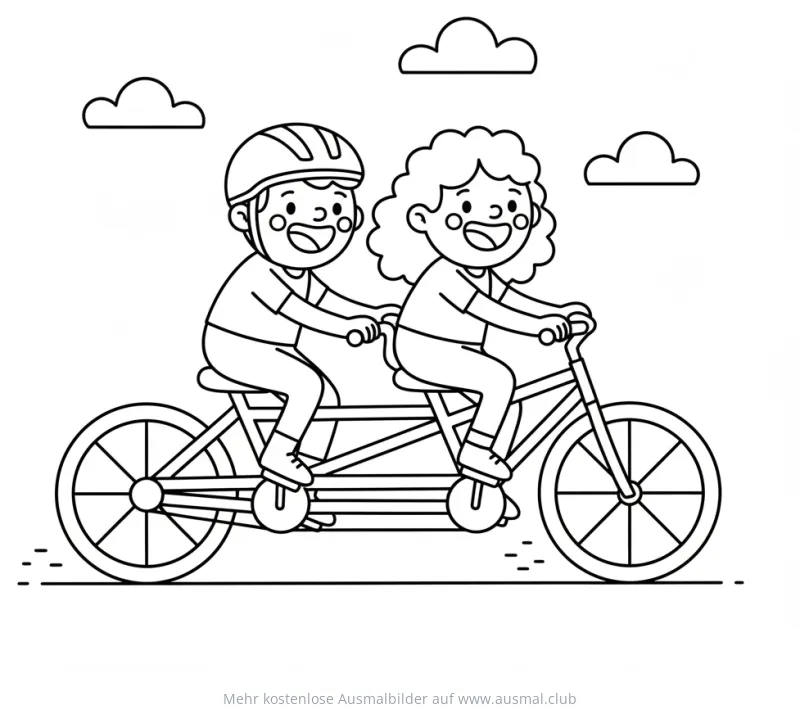Tandem Ausmalbild mit zwei Personen