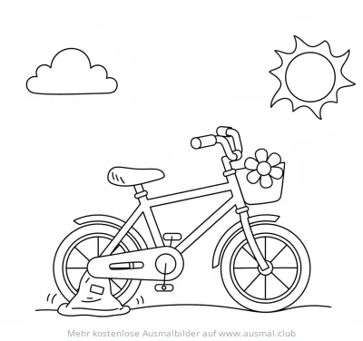 Fahrrad mit Platten Reifen Ausmalbild