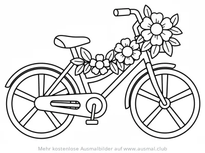 Fahrrad mit Blumen Ausmalbild