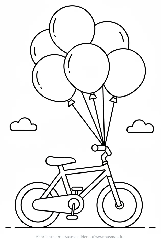 Fahrrad mit Ballons Ausmalbild