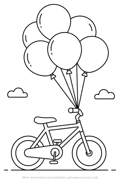 Fahrrad mit Ballons Ausmalbild