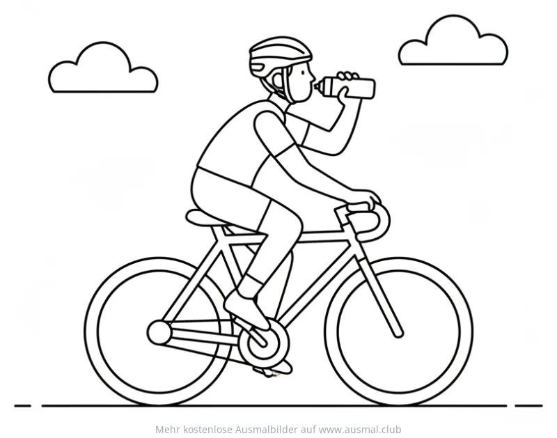 Radfahrer trinkt aus Trinkflasche Ausmalbild