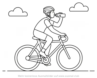 Radfahrer trinkt aus Trinkflasche Ausmalbild
