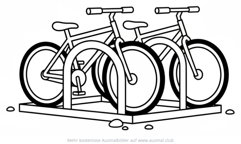 Fahrradständer mit zwei Fahrrädern Ausmalbild
