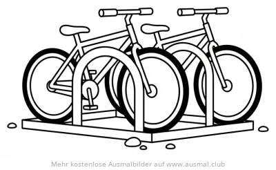 Fahrradständer mit zwei Fahrrädern Ausmalbild