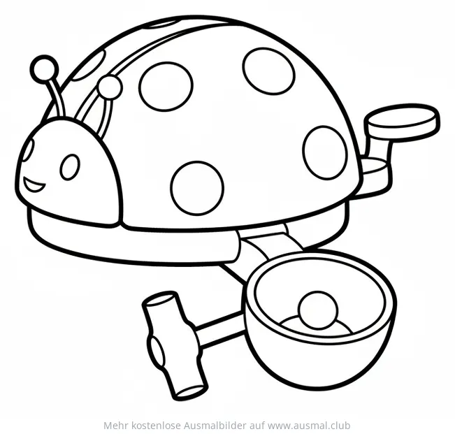 Marienkäfer auf Fahrrad mit Klingel Ausmalbild