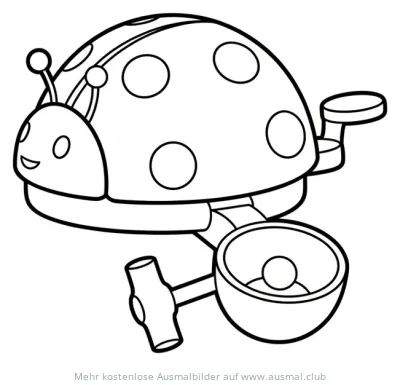 Marienkäfer auf Fahrrad mit Klingel Ausmalbild