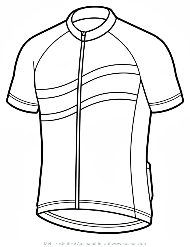 Radtrikot Ausmalbild mit Reißverschluss und Streifen