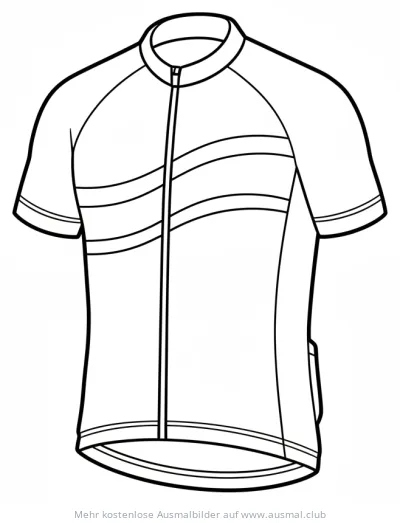 Radtrikot Ausmalbild mit Reißverschluss und Streifen