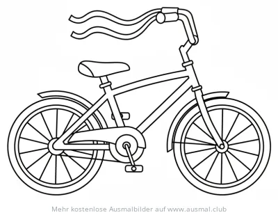 Fahrrad Ausmalbild mit Luftschlangen am Lenker