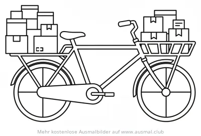 Lastenrad Ausmalbild mit Kisten
