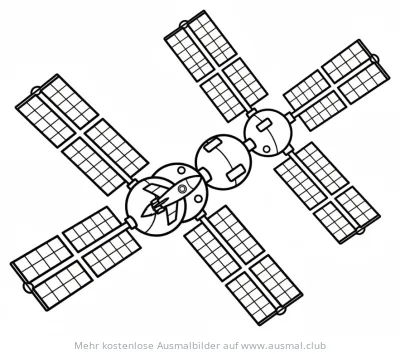 Raumstation mit Rakete Ausmalbild