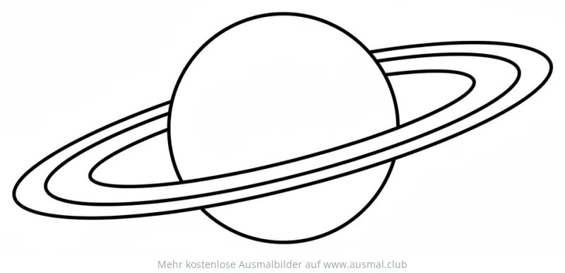 Saturn Ausmalbild mit Ringen
