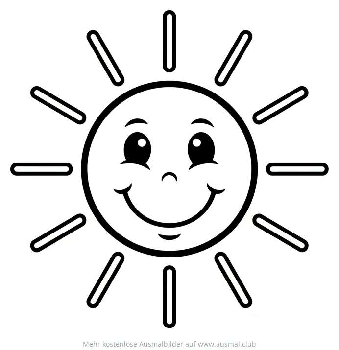 Sonne mit Gesicht Ausmalbild