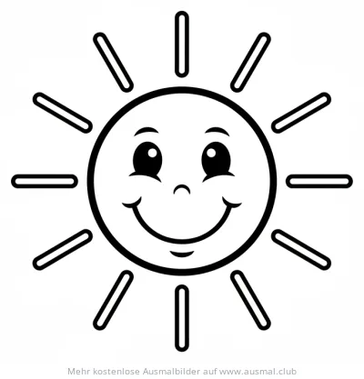 Sonne mit Gesicht Ausmalbild