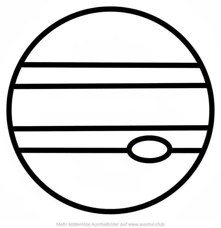 Jupiter Ausmalbild mit Streifen und dem Großen Roten Fleck