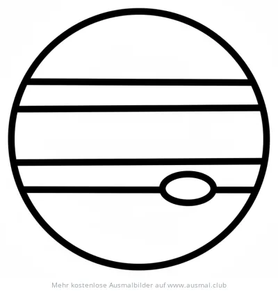 Jupiter Ausmalbild mit Streifen und dem Großen Roten Fleck