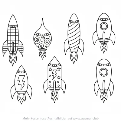 Raketen Sammlung Ausmalbild