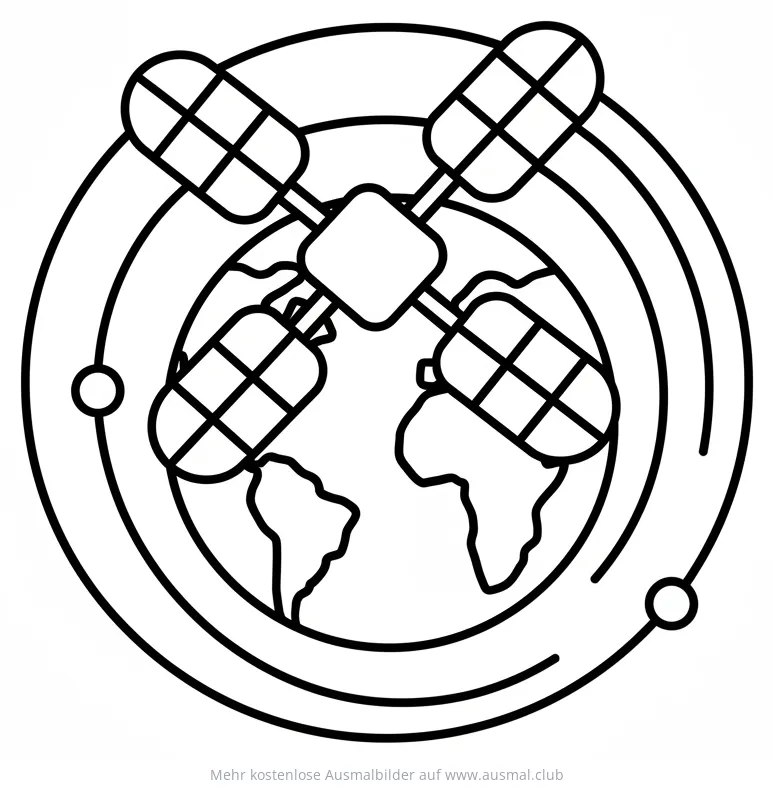 Satellit umkreist die Erde Ausmalbild