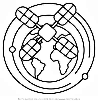 Satellit umkreist die Erde Ausmalbild