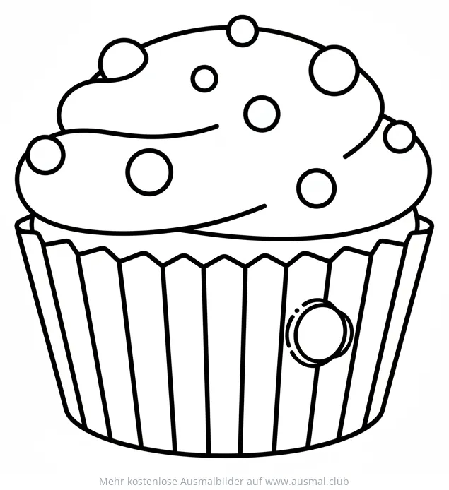 Cupcake Ausmalbild mit runden Verzierungen