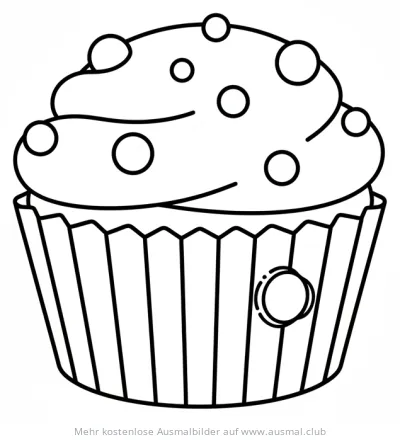 Cupcake Ausmalbild mit runden Verzierungen