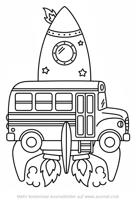 Raketen-Schulbus Ausmalbild
