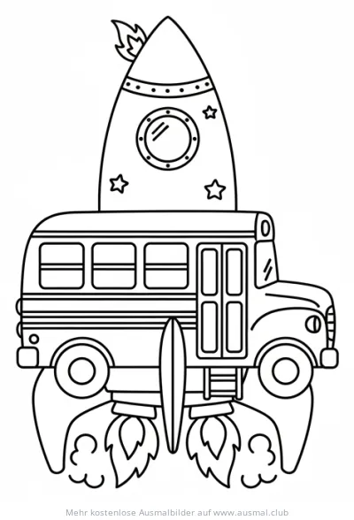Raketen-Schulbus Ausmalbild