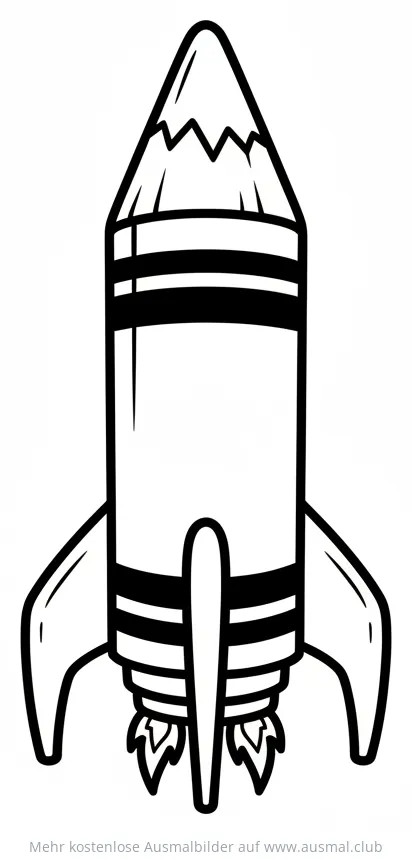 Rakete Ausmalbild mit Flammen