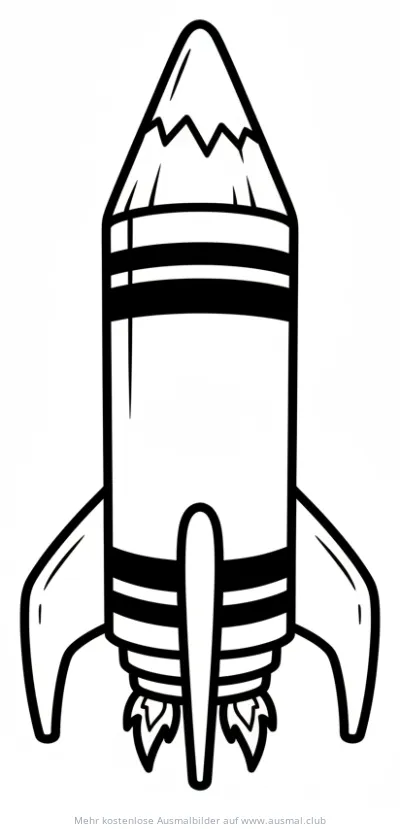 Rakete Ausmalbild mit Flammen