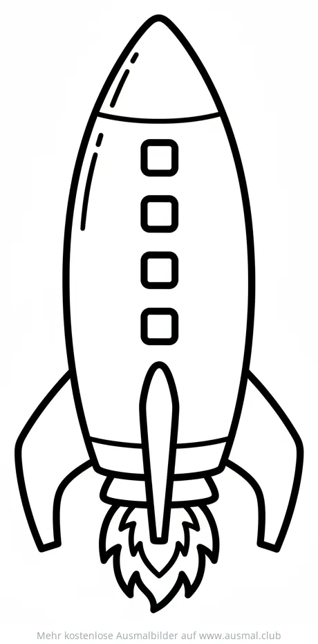 Rakete mit Feuer Ausmalbild
