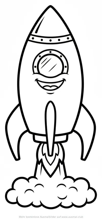 Lachende Rakete Ausmalbild