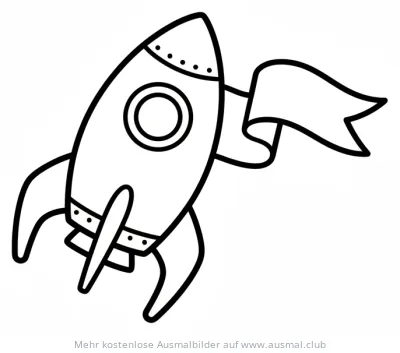 Rakete mit Flagge Ausmalbild
