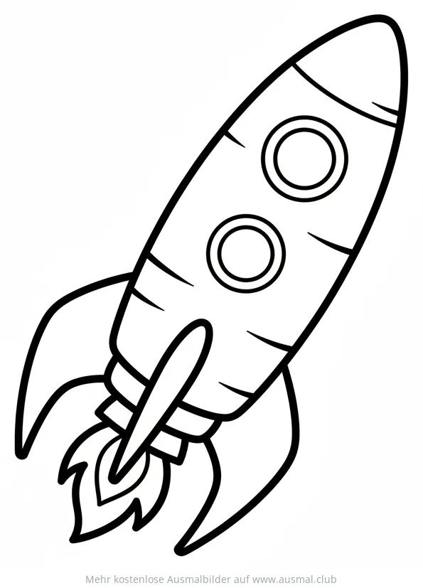 Rakete Ausmalbild mit Flammen