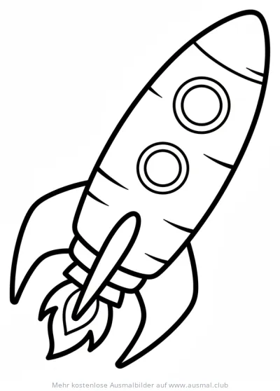 Rakete Ausmalbild mit Flammen