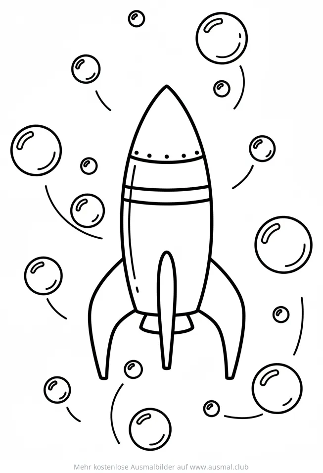 Rakete mit Seifenblasen Ausmalbild