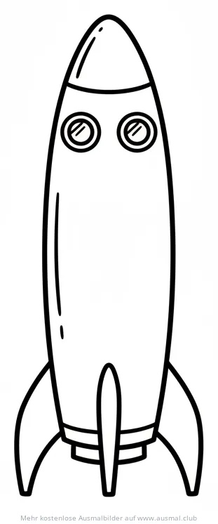 Rakete Ausmalbild mit Fenstern