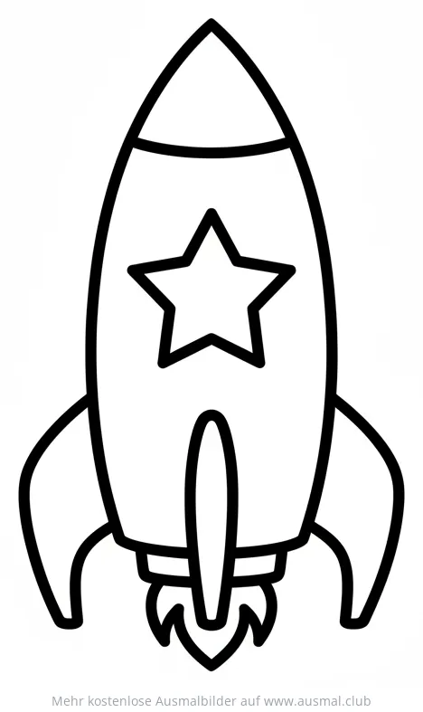 Rakete mit Sternfenster Ausmalbild