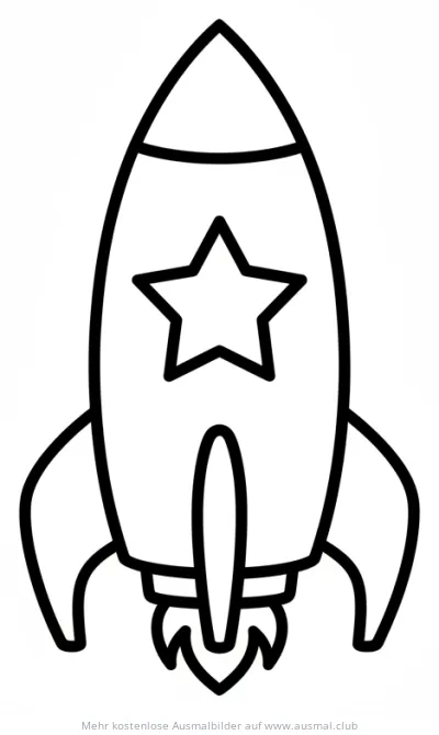 Rakete mit Sternfenster Ausmalbild