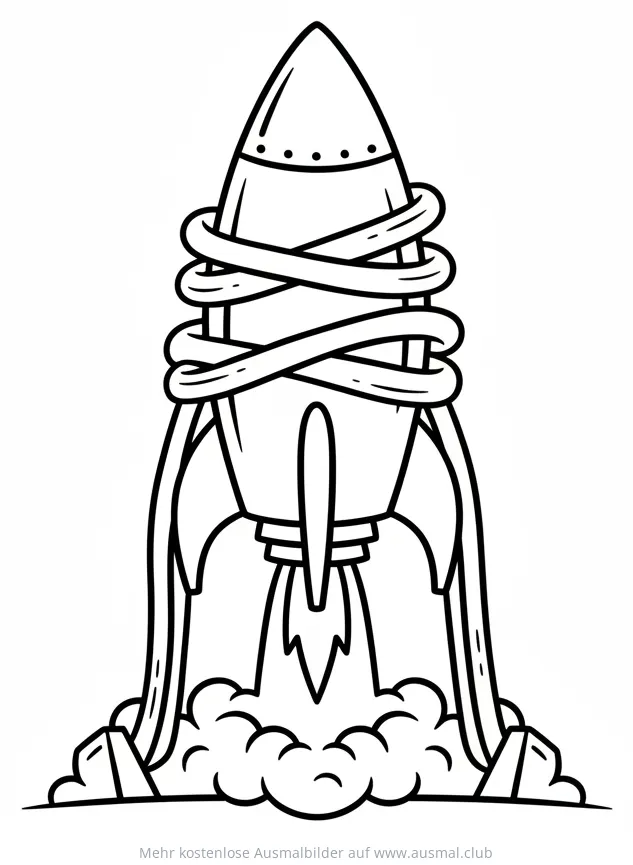 Rakete mit Gummiband Ausmalbild