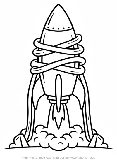 Rakete mit Gummiband Ausmalbild