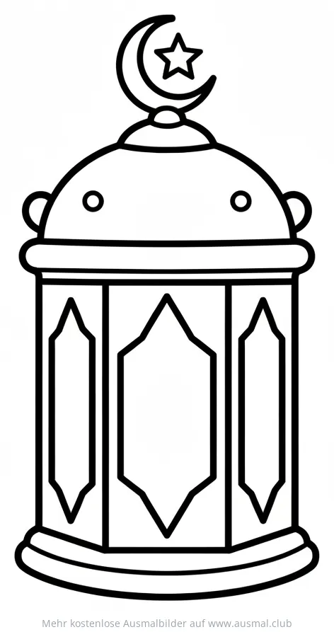 Ramadan Laterne Ausmalbild mit Halbmond und Stern