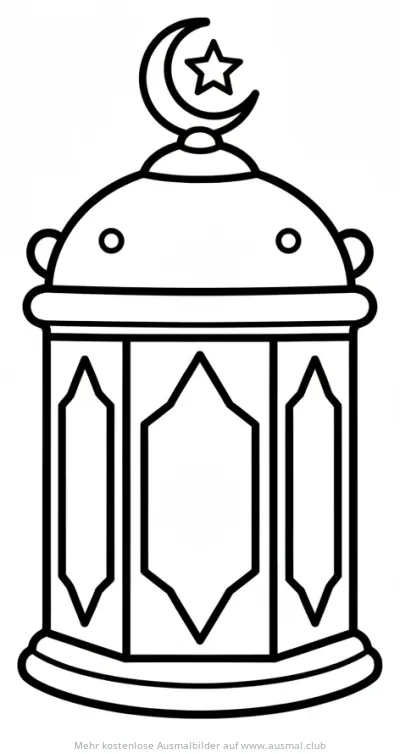 Ramadan Laterne Ausmalbild mit Halbmond und Stern